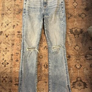 American Eagle Outfitters Light Blue Distressed Flare Jeans